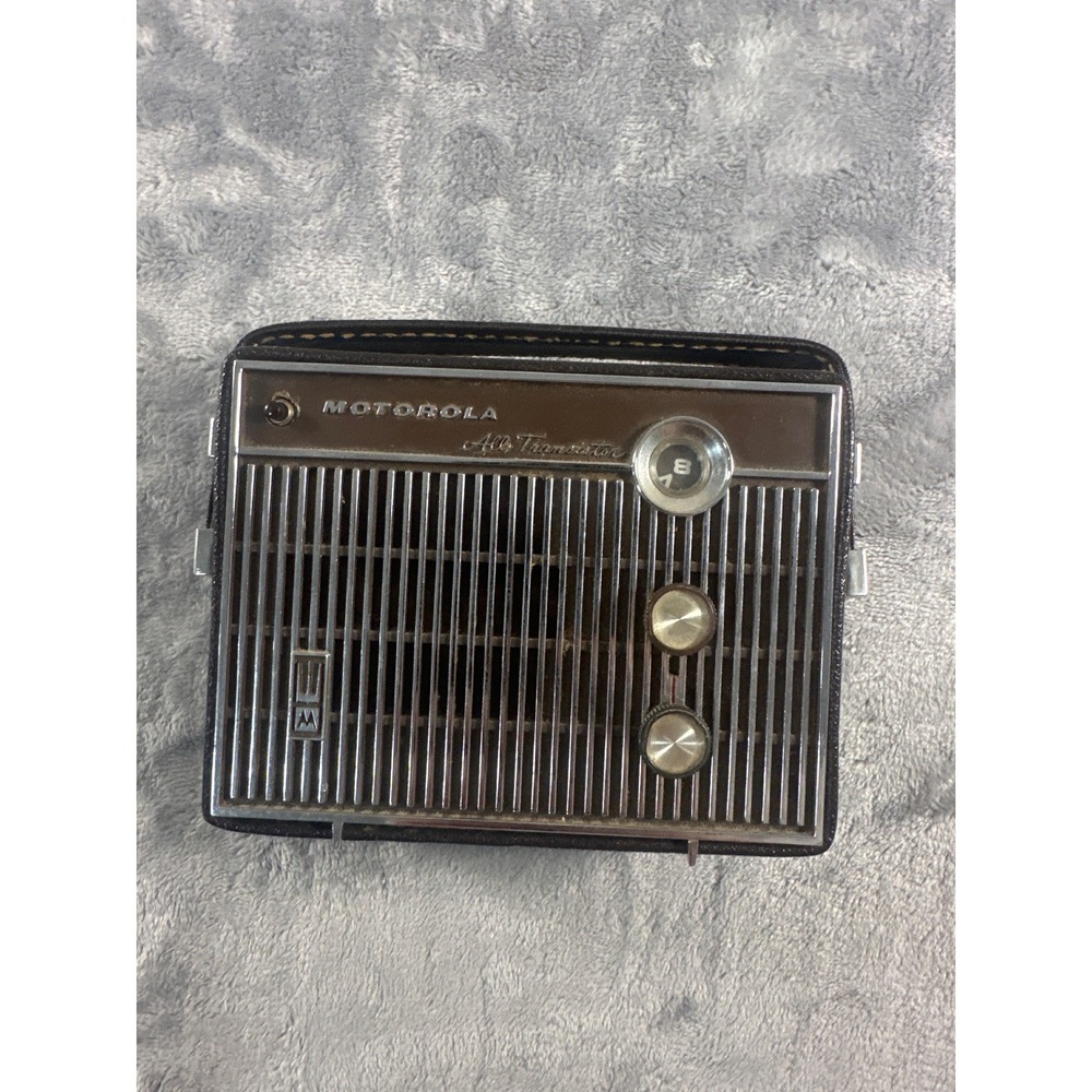 Vintage Motorola All Transistor Portable Radio Brown Leather Case(untested)